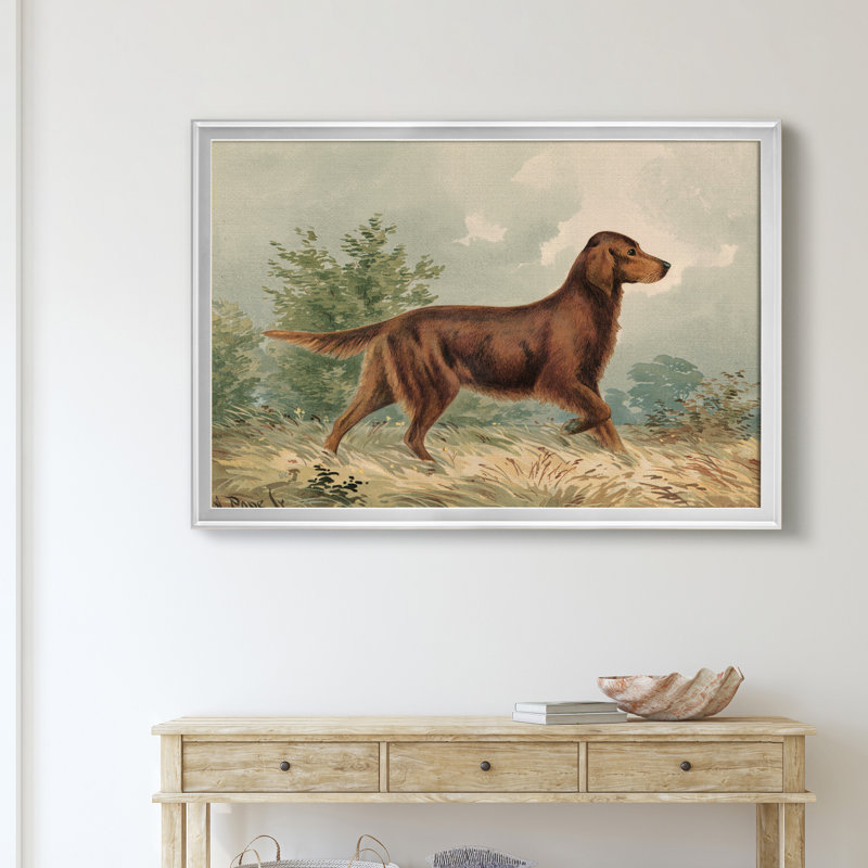 «Irish Setter I», reproduction d'art sur toile encadrée, H 22,5 po x l 30,5 po x P 1,5 po, Cadre argenté