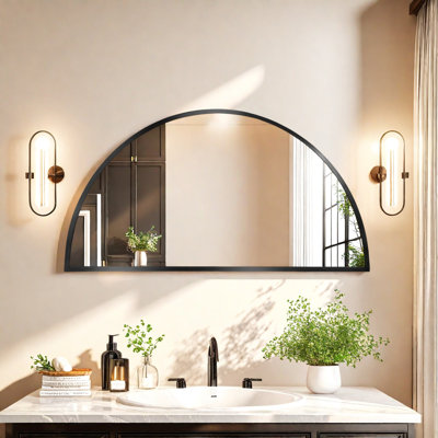 Demi-cercle miroir arche miroir mural cadre en métal moderne pour hall d'entrée salon chambre décoration murale