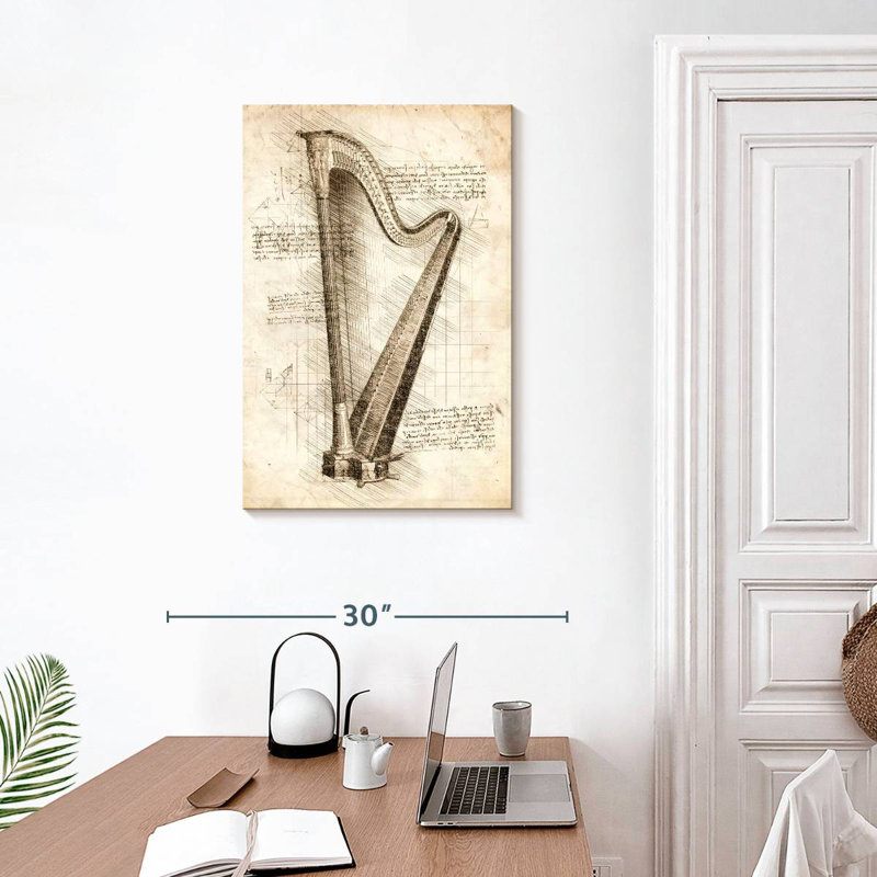 Ancienne harpe Abarca, H 30 po x l 20 po