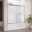 Porte de baignoire à porte coulissante double sans cadre avec verre trempé transparent doré L 56 po - l 60 po x H 58 po Amy