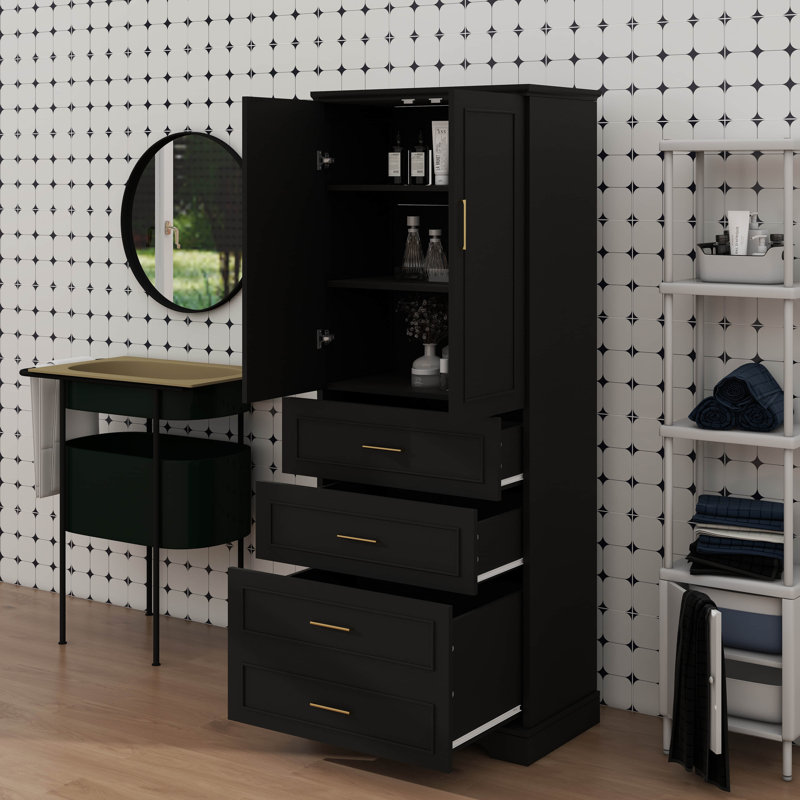 Armoire de meuble-lavabo autoportante spacieuse de 72,2 pouces avec 3 tiroirs profonds compartimentés et une tablette réglable