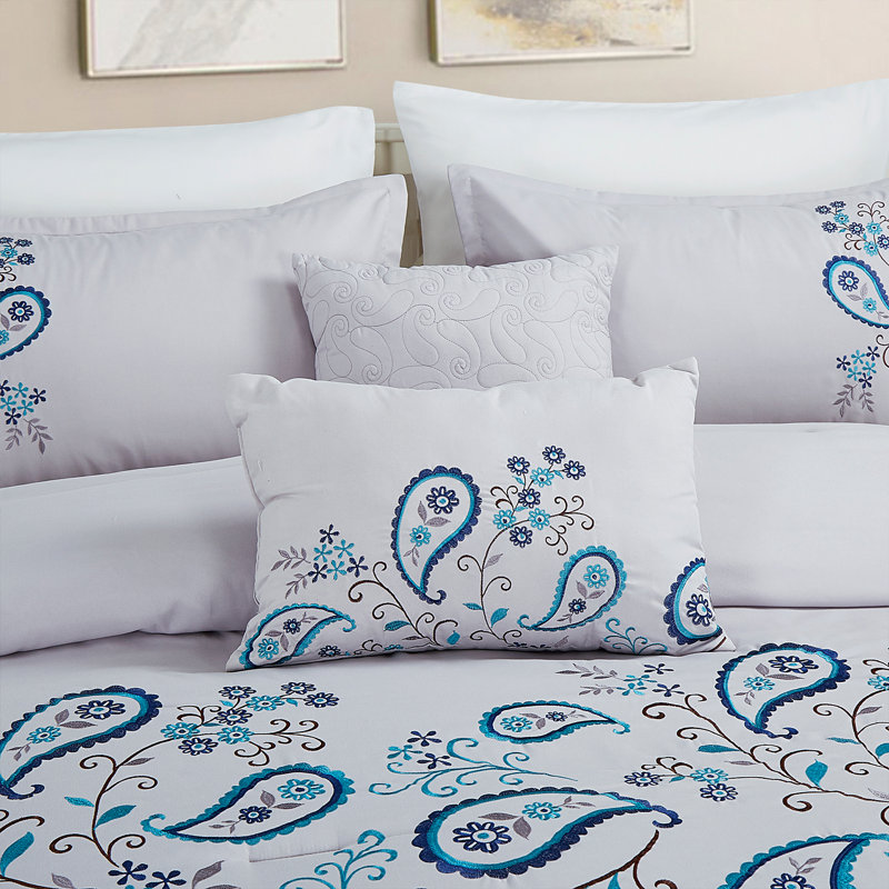 JML Microfiber 7 Piece Comforter Set, Soft Comgorter Set For Bed, King/Queen, California King