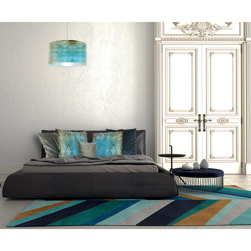 Danby Geometric Square Cushion, Beige/Turquoise