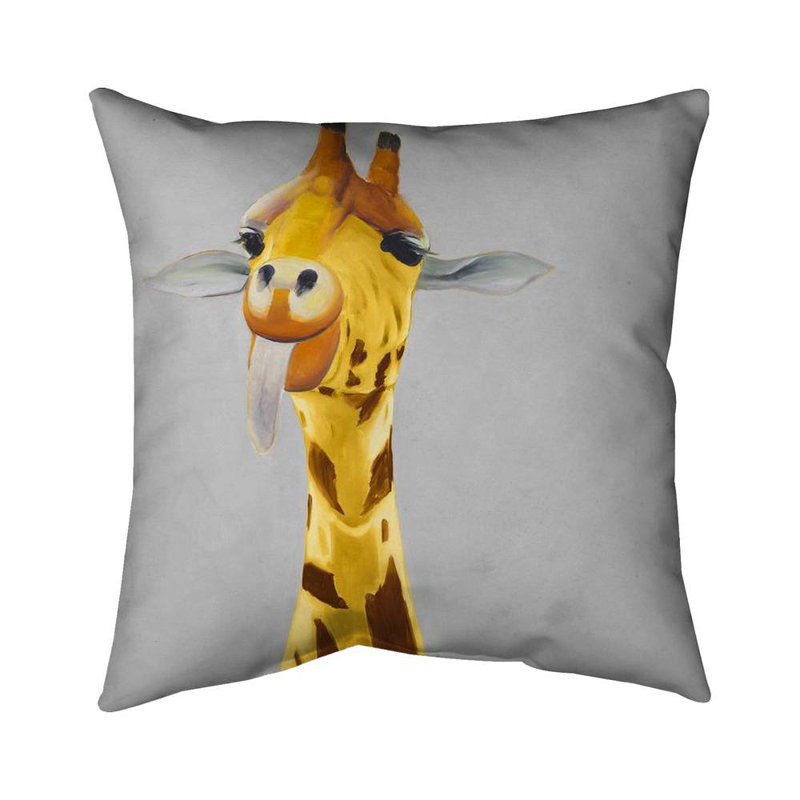 Funny giraffe face - 18"x18" Throw pillow - Poly twill - Print on demand