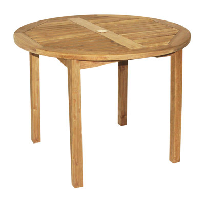 Deanna Round Teak Outdoor Dining Table With Umbrella Hole , 254cm cm W 254cm cm D