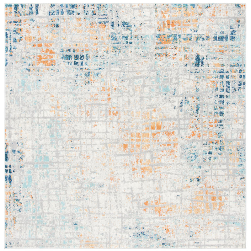 Aria Performance Abstract Rug, Square 6'7"