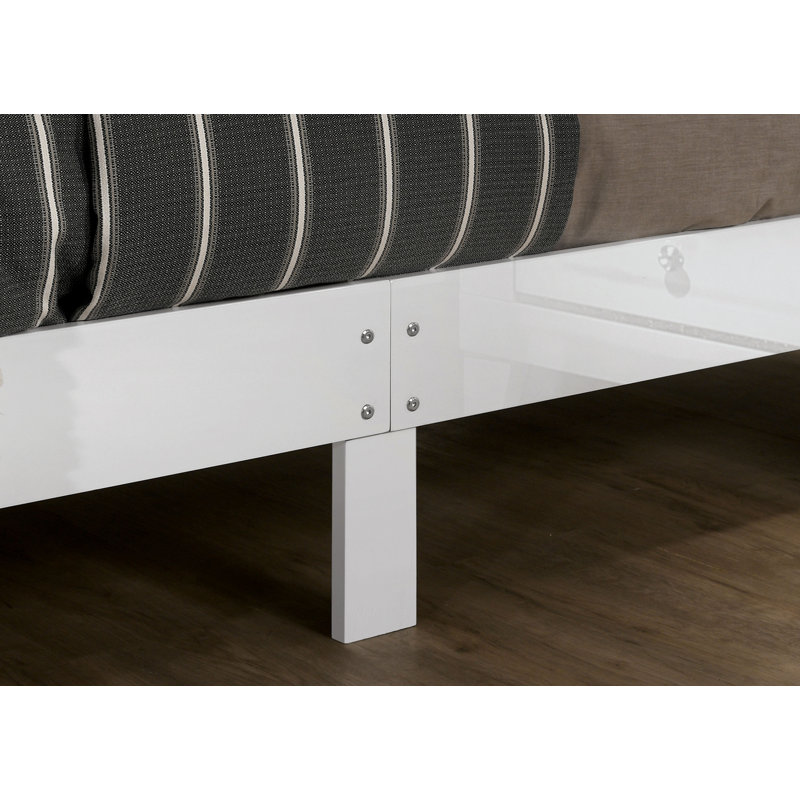 Kalayna Solid Wood Platform Bed, California King, White