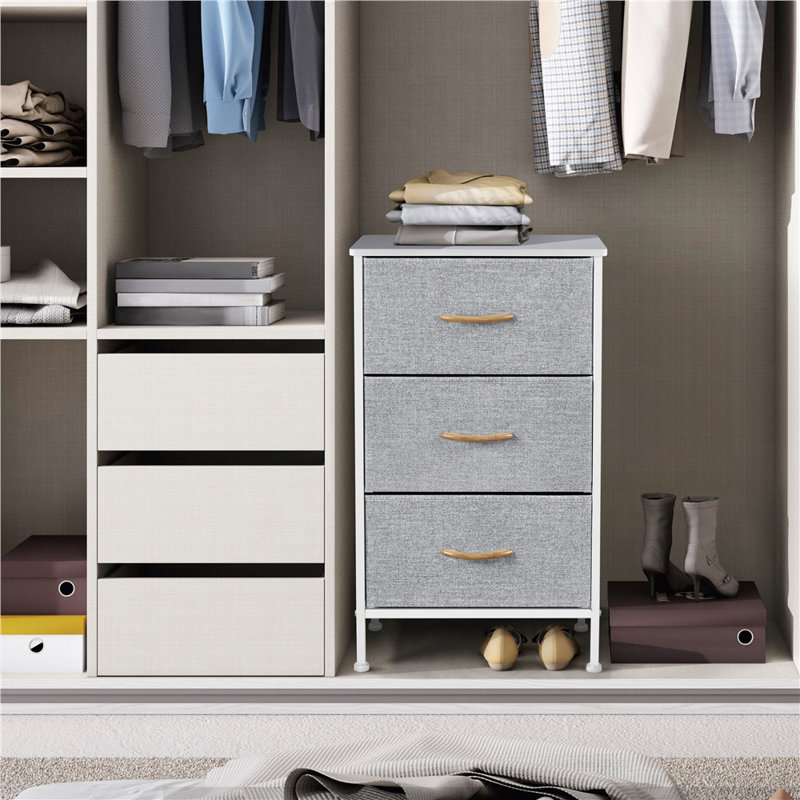 45cm W 3 - Drawer Chest of Drawers, Light Grey, White