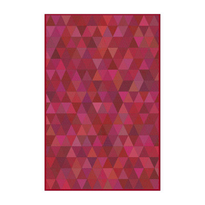 Tapis rouge/rose tissé à la machine