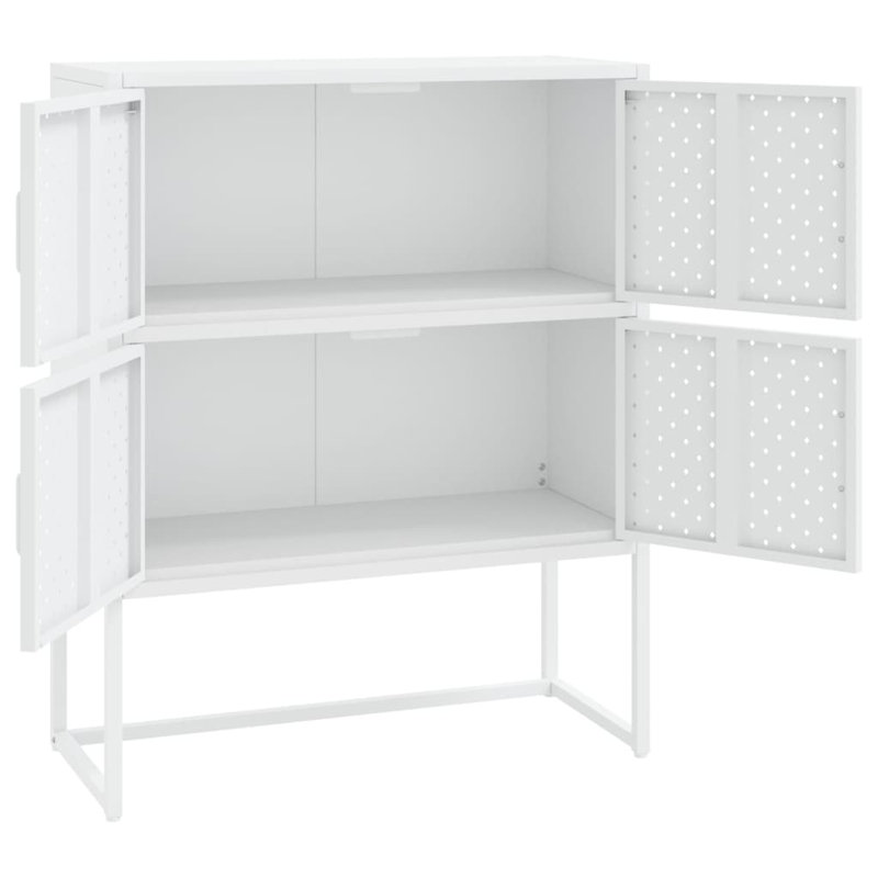 Delani Storage Cabinet Sideboard Cabinet for Entryway Bedroom Office Steel, White