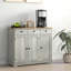 Buffet de comptoir en bois massif avec 3 tiroirs, portes et tablette réglable pour le rangement de la cuisine moderne-506965100