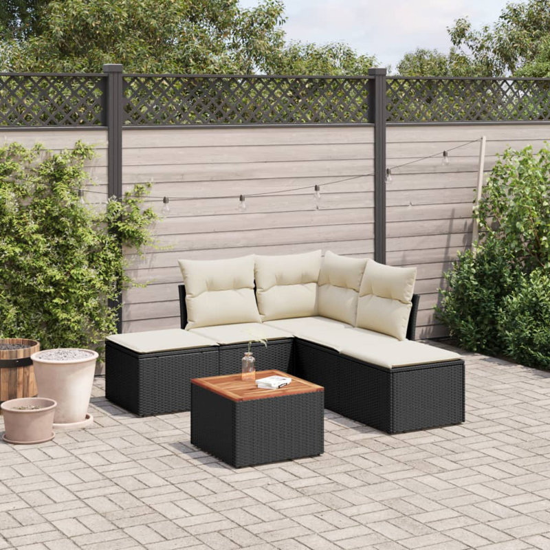 Ensemble de canapé de jardin Vidaxl noir, blanc crème