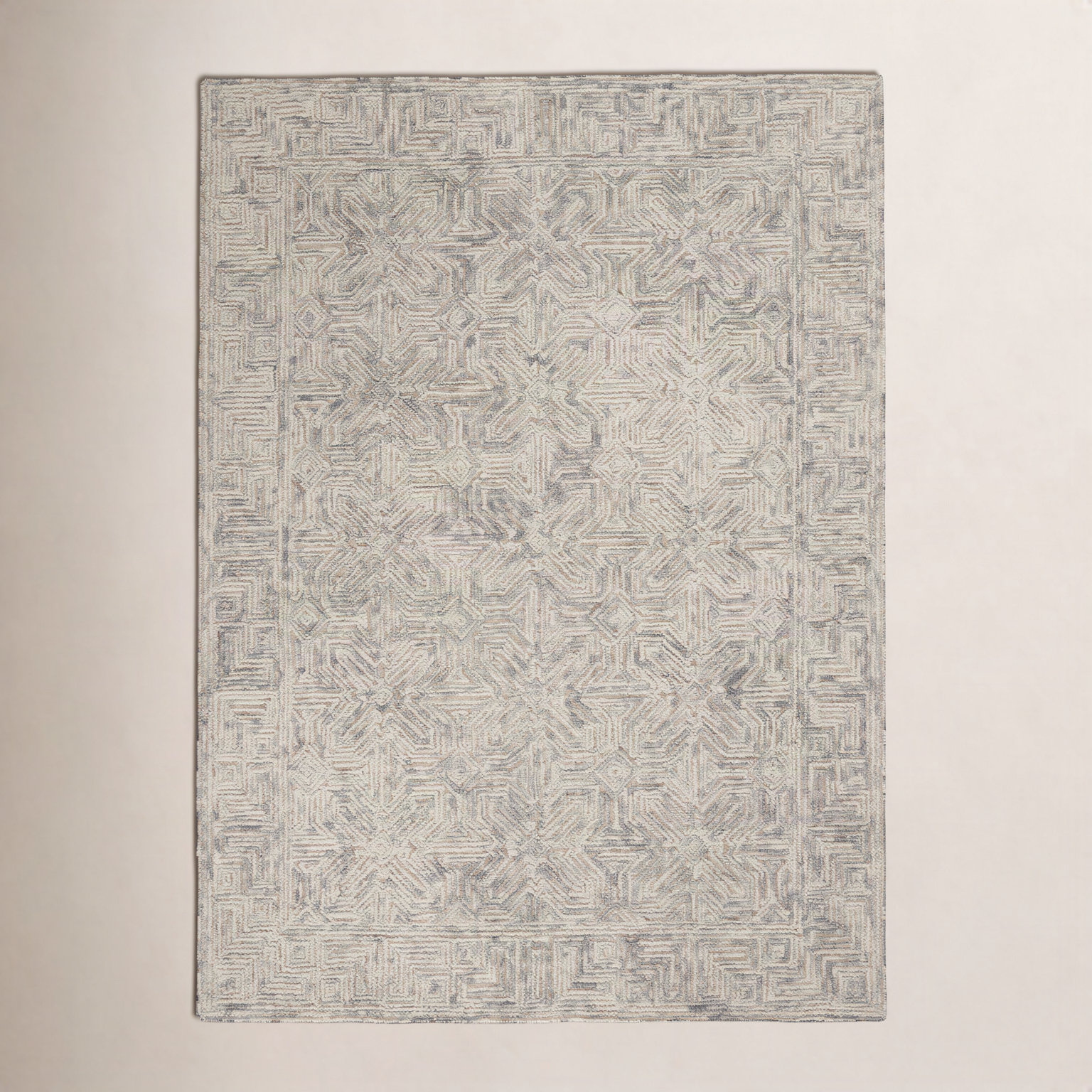 Joseph Beige Hand-Tufted Wool Rug, Rectangle 3'9" x 5'9"