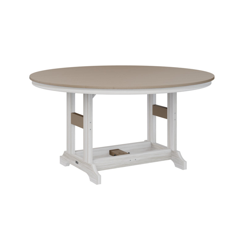 Garden Classic Outdoor Round Bar Table, Seashell, Weatherwood