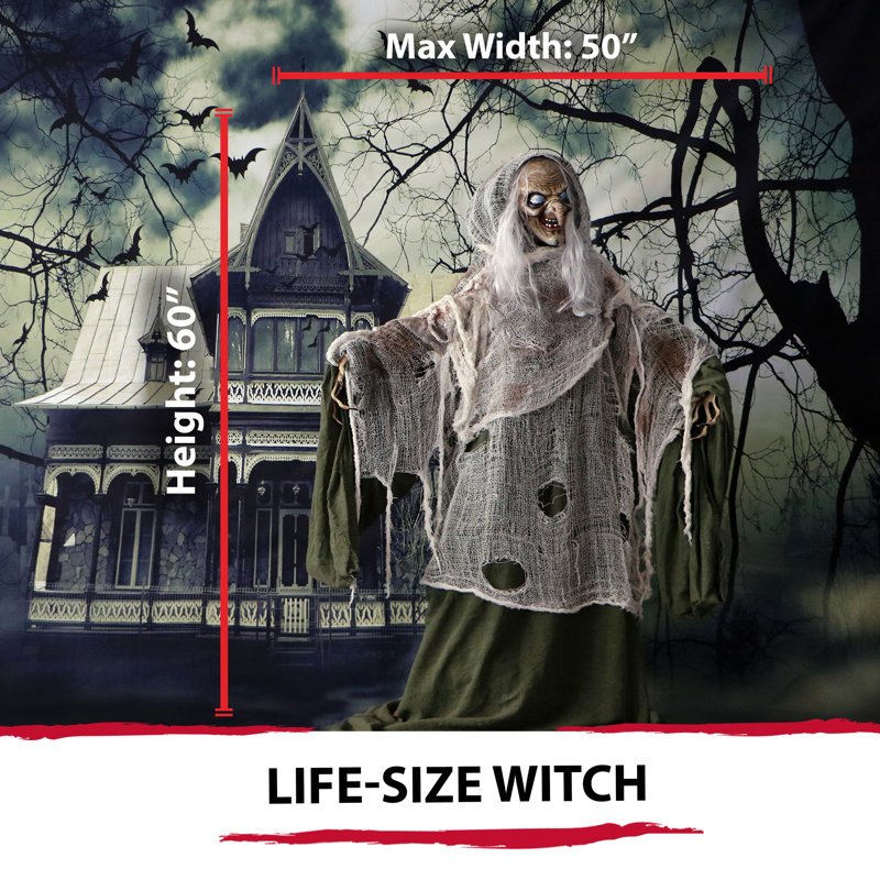Talking Evil Witch Prop with Rotating Head Figurine