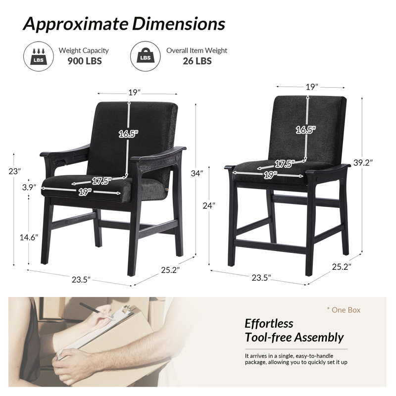 Upholstered Counter Stools, Black