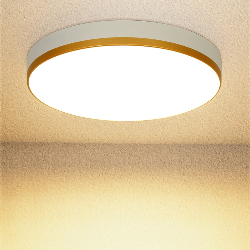 Plafonnier encastré à DEL commercial de 11 po blanc et or 24 W à intensité variable 5 CCT (ensemble de 1), Blanc et or