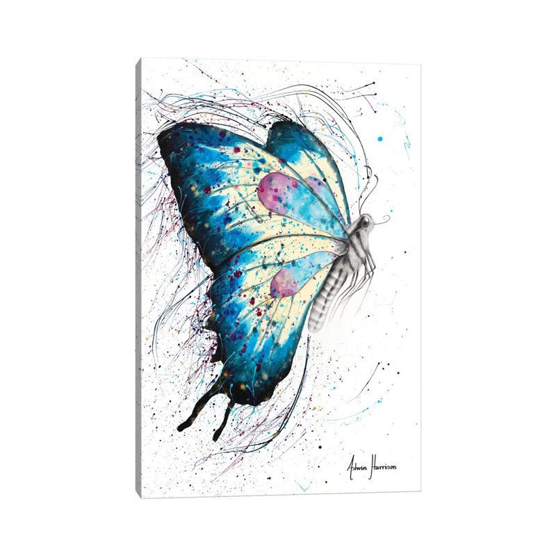 Picnic Butterfly by Ashvin Harrison - Wrapped Canvas Painting, 20.32 cm H x 30.48 cm W