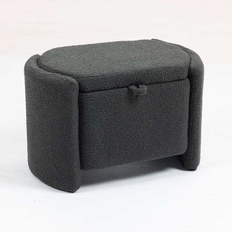 Repose-pieds avec rangement Mid-Century, Gris
