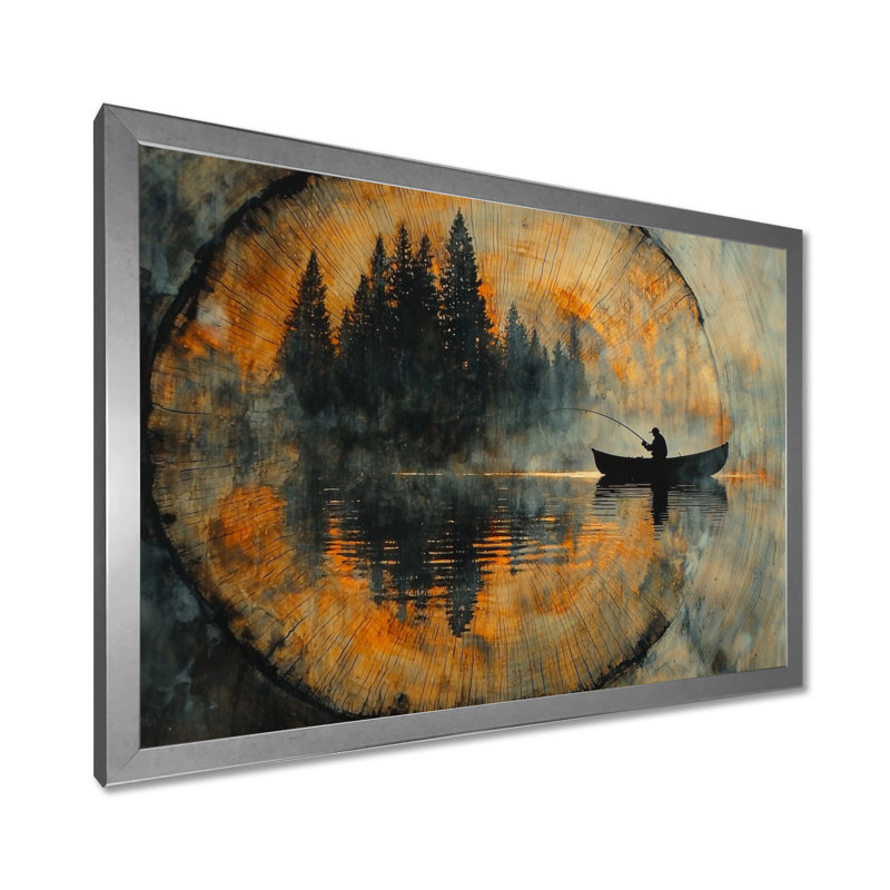 Giaan, pêche, tranquillité, rivière, paysage, bateau, pêche, art mural, Reproduction encadrée d'une seule photo