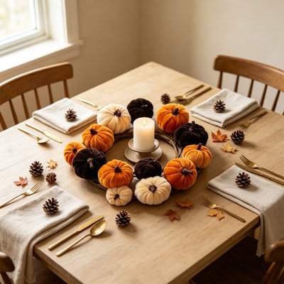 Couronne de citrouilles artificielles pour Halloween, petites citrouilles, décoration de table et murale pour l'automne et Thanksgiving.