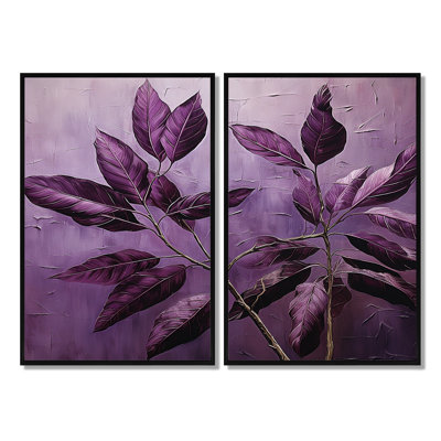 «Purple Leaves Plum Precision II» - impressions sur toile traditionnelles mauves