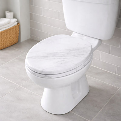 18'' Marble Z Toilet Seat White