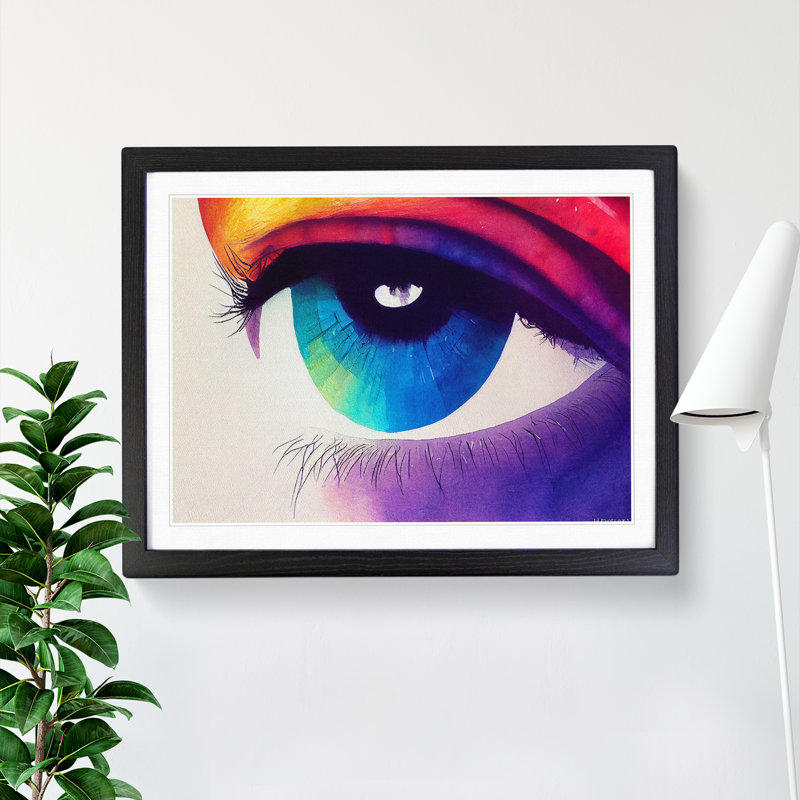 Watercolour Human Eye Vol.2 - Single Picture Frame Print, 46cm H x 64cm W x 2cm D, Black