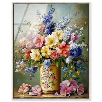 Chromatic Corolla Framed High-Gloss Acrylic Glass Wall Art Glam Farmhouse Art by Art Remedy, Silver Frame, 36 x 45