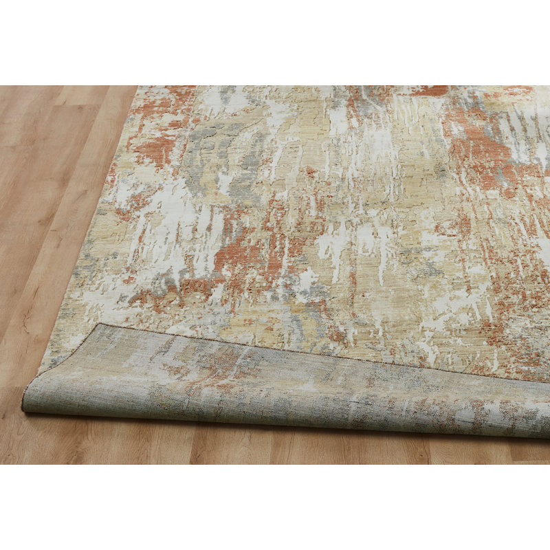 Bergeman Wool Abstract Area Rug in Beige, Runner 2'6" x 8'