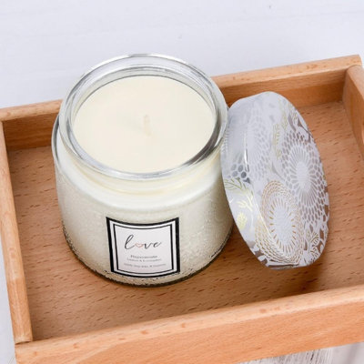 Bougies parfumées à la cire de noix de coco, lavande et eucalyptus naturel, pot de soja, décor champêtre français pour patio, salle de bain, spa