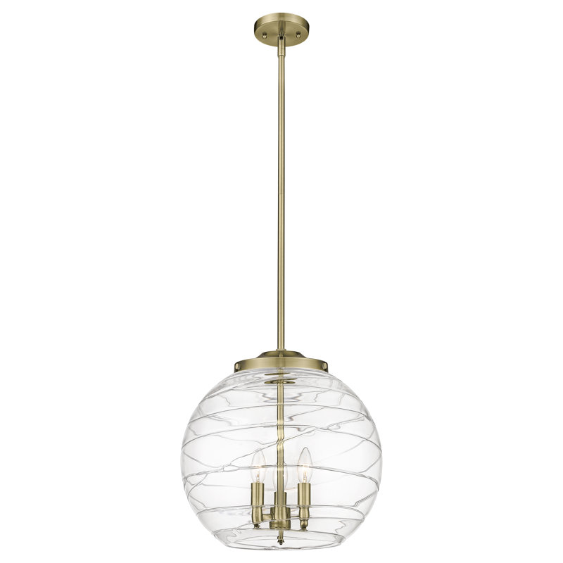 Luminaire suspendu sphérique 1 lumière Cindi, H 17,13 po x l 15,75 po x P 15,75 po, Laiton antique