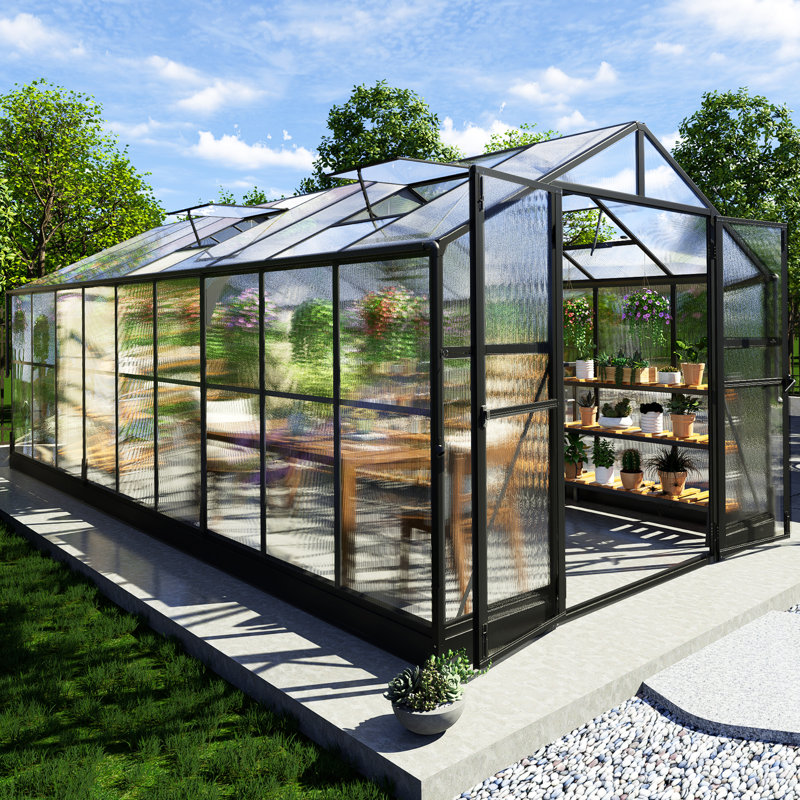  Heavy-duty Polycarbonate Greenhouse, 83" H x 96" W x 216" D