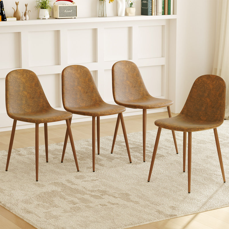  Ensemble de 4 chaises de salle à manger rembourrées en similicuir avec pieds en métal