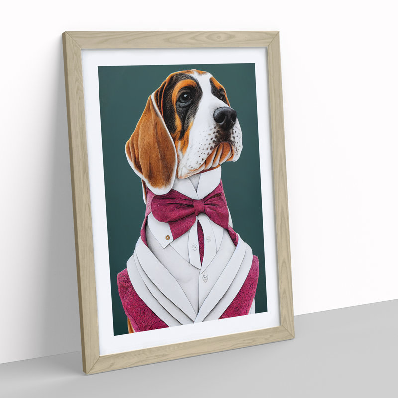 Regal Dog - Single Picture Frame Print, 64cm H x 46cm W x 2cm D, Oak