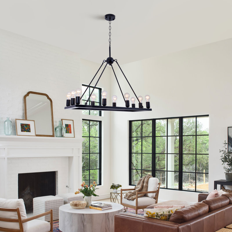 Ebern Designs 10-light Dimmable Square / Rectangle Chandelier | Wayfair