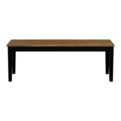 Banc en bois à 2 tons de finition brun noir, design moderne, 48 po de long, capacité de 250 lb x 16,5 po x 17,5 po, pieds, siège, salle à manger