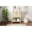 Meuble-lavabo de 24 po avec lavabo en céramique brillant et rangement ouvert pratique au design rétro ultrabrillant