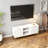 TV Stand With Wave-Design Doors, Open Shelf And Adjustable Shelf, Stylish And Functional For Your Living Room
