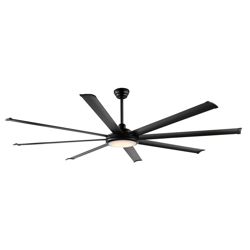 Osaze Ceiling Fan with LED Lights, Black with Black Blades, 72"