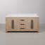 Meuble-lavabo double rectangulaire Perris de 183 cm (72 po) avec comptoir en marbre blanc de Carrare reconstitué couleur caramel latte et quincaillerie noire mate-829178784-829178786