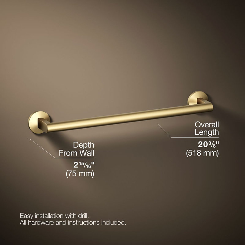 Components Towel Bar, Vibrant Brushed Moderne Brass, 18"W