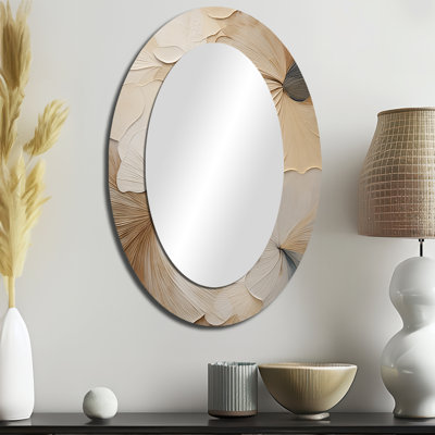 Décoration murale beige minimaliste élégance en fleur - Miroir mural beige