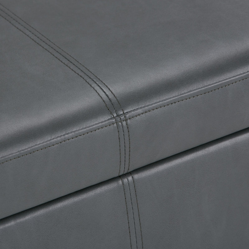 Stone Gray Contemporary Bench Ottoman with Inner Storage