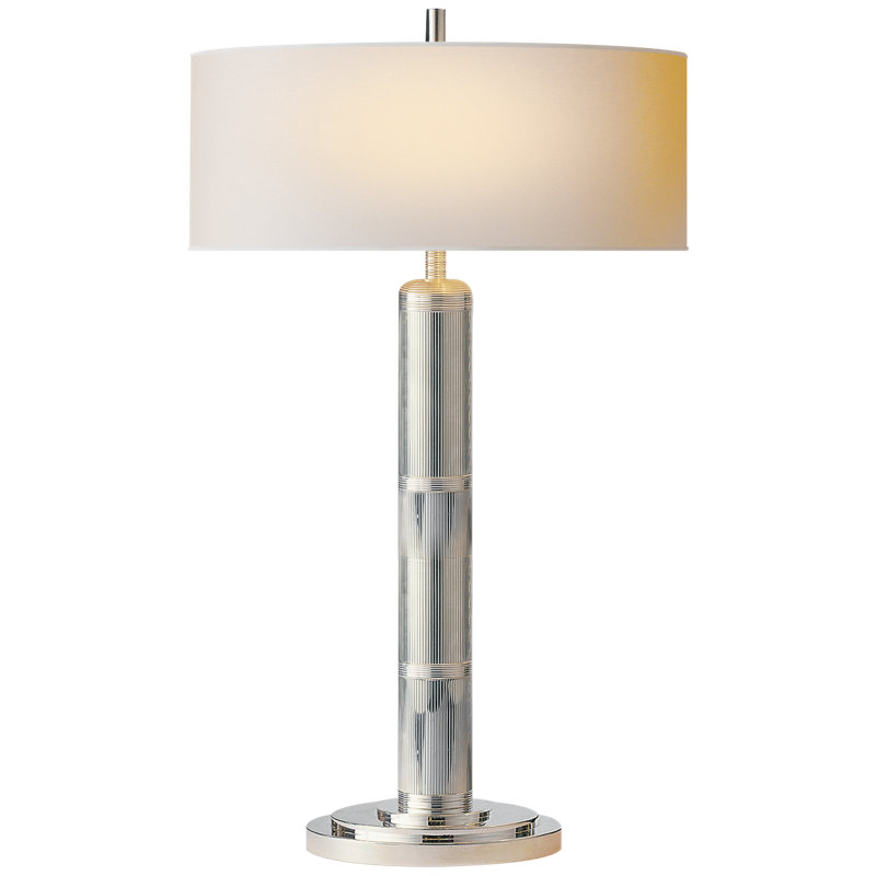Thomas O'Brien Longacre Tall Table Lamp, Polished Nickel, Fabric