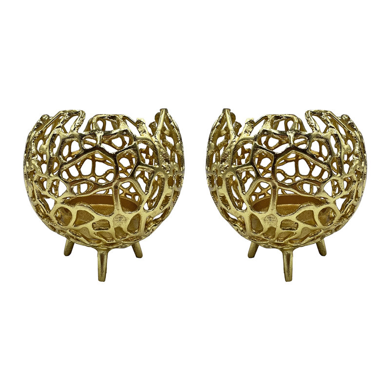 Porte-votives de table en aluminium H 6 po, H 6 po x l 6 po x P 6 po, Or
