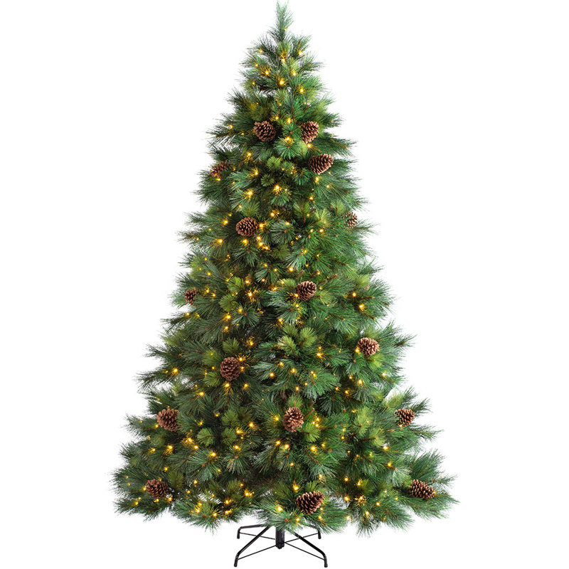 Lighted Artificial Pine Christmas Tree, 7.5ft H x 4.83ft W x 4.83ft D
