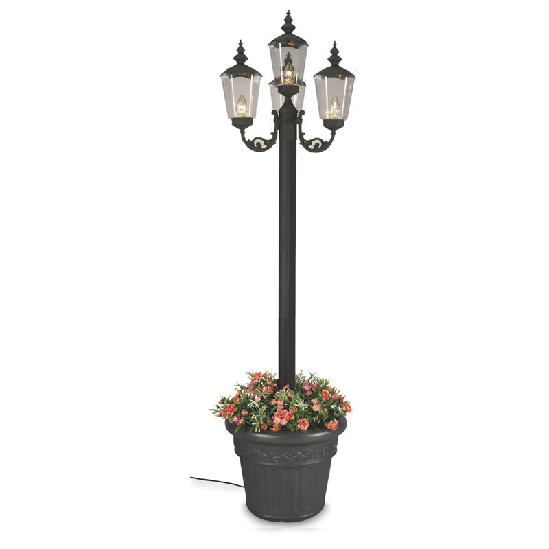 Lampadaire d'extérieur 85 po 4 lumières Sharolyn, Noir