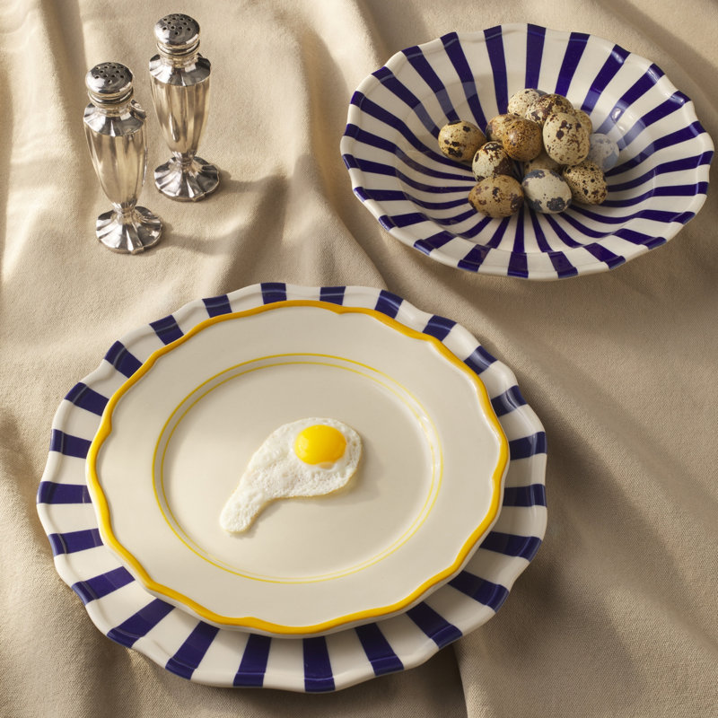 12 Piece Mixed Dinnerware Set with Pasta Bowl - MGM, Blue/Yellow