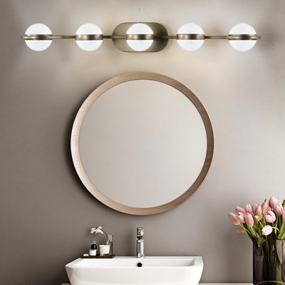 Abat-jour mural à 5 ampoules à DEL pour salle de bain en cristal avec abat-jour en acrylique et sable pour décor moderne de style moderne